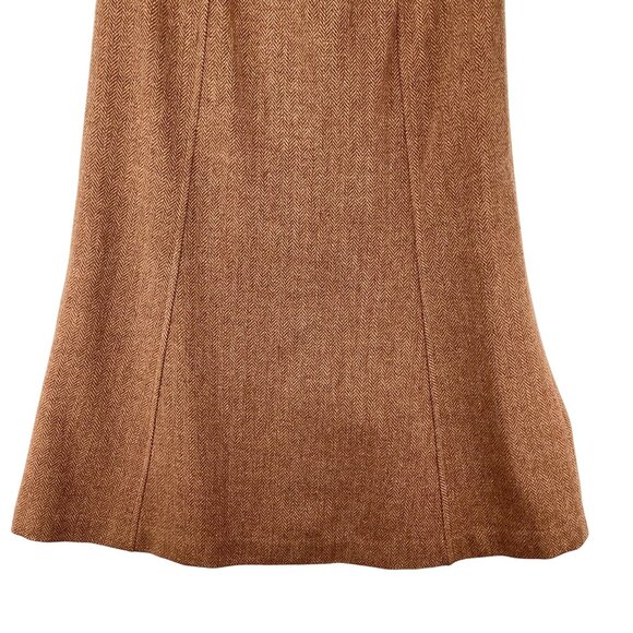Talbots Womens Skirt Size 4 Vintage Wool Brown Petite A-Line Midi Button Front‎ - Picture 8 of 10